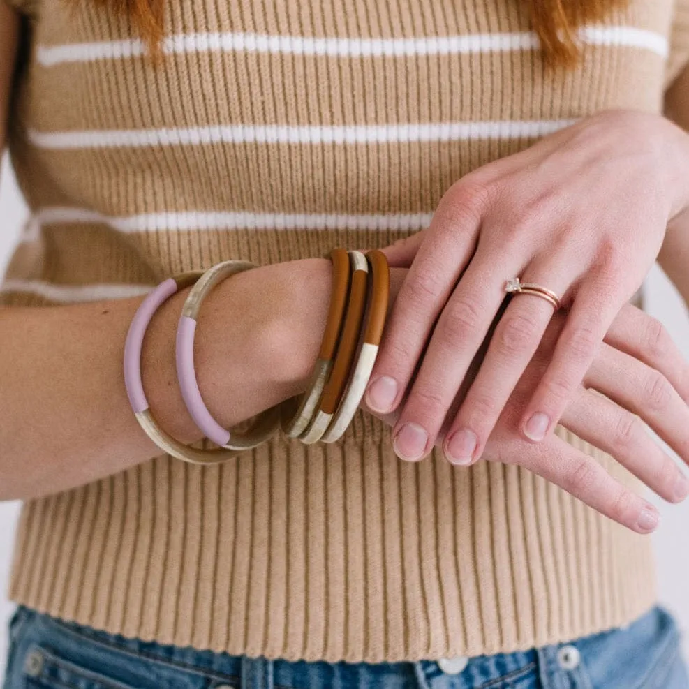 Blushed Matte Horn Bangle Set