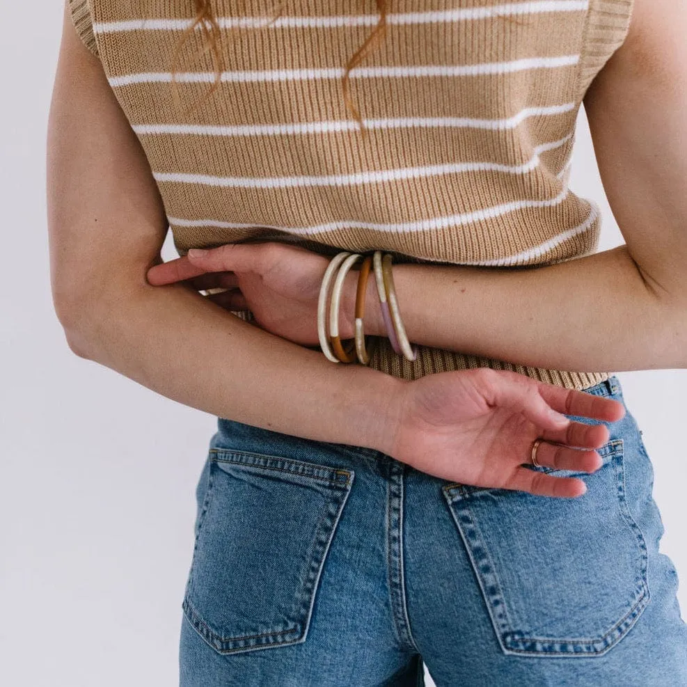 Blushed Matte Horn Bangle Set