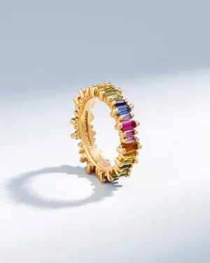 Bold Rainbow Sapphire Eternity Band