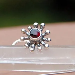 Bold Splash Silver and Garnet Nose Stud