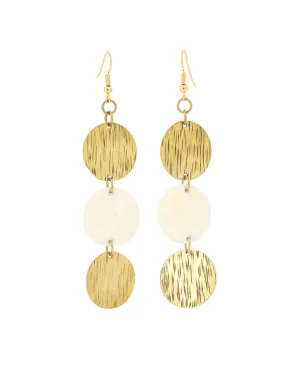 Bone and Brass Triple Disc Earrings