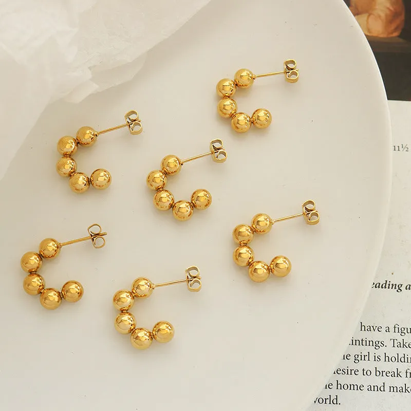 Chic Retro C-Shaped Gold-Plated Steel Earrings