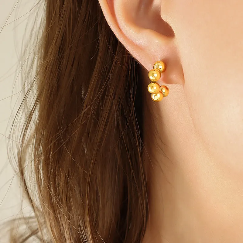 Chic Retro C-Shaped Gold-Plated Steel Earrings