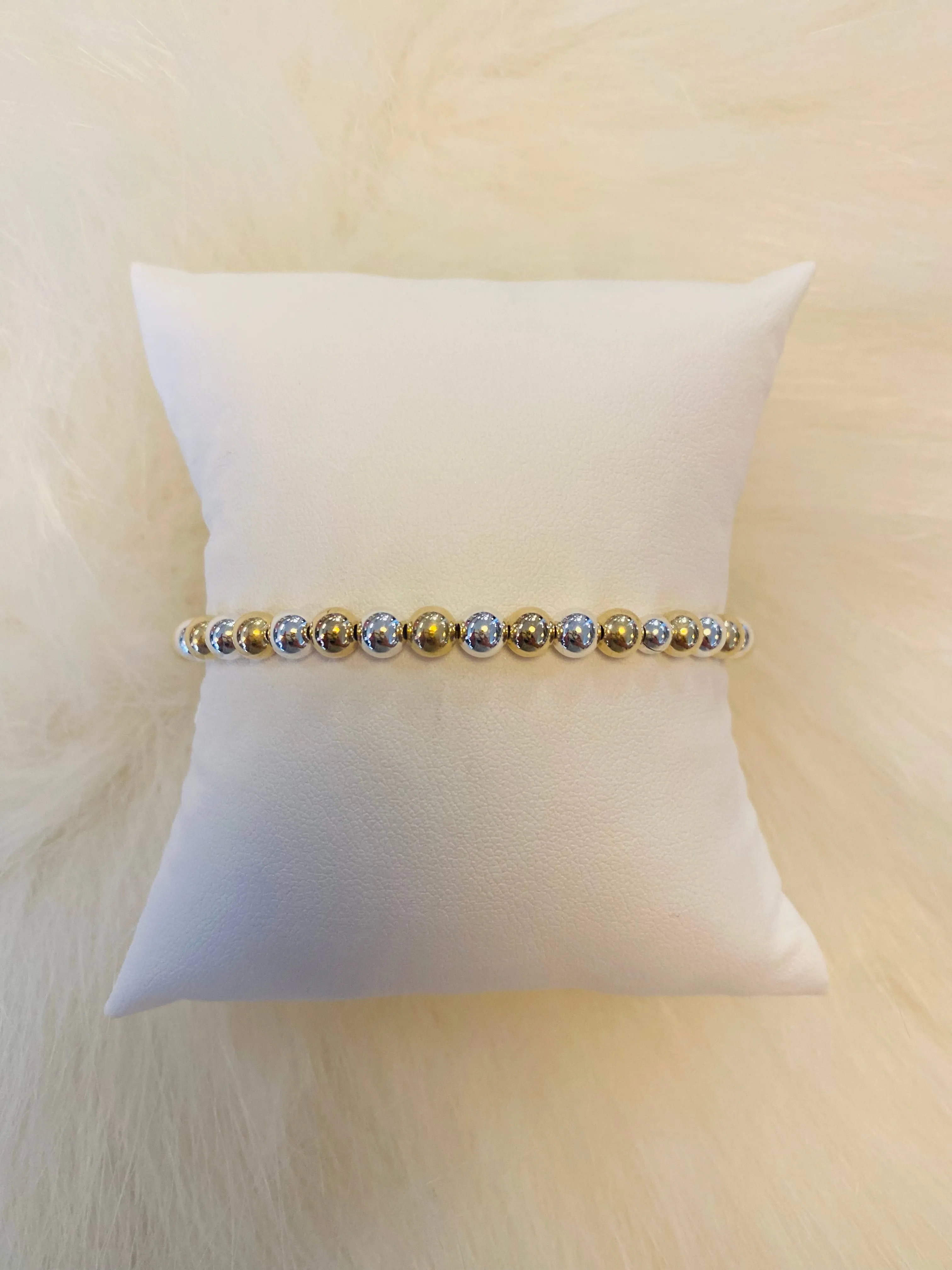 Classic Ball Bead Bracelet | 4mm | 2 Tone