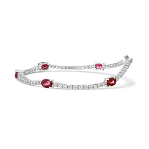 Classic Tennis Bracelet with Ruby Gemstones | White Gold