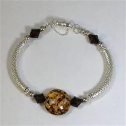 Clearly on Safari Artisan Bead & Silver Bangle  Bracelet