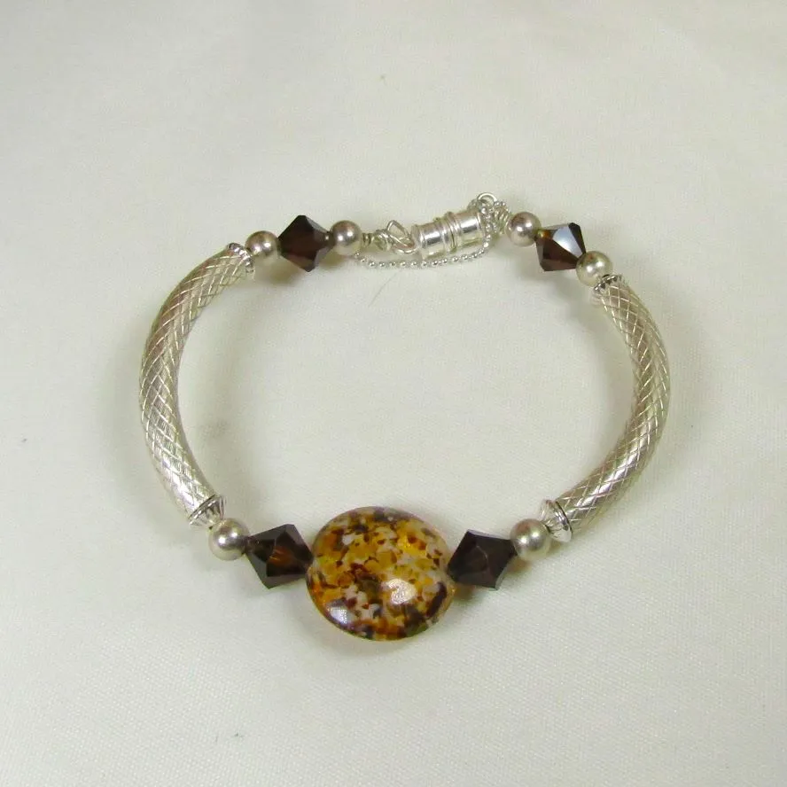 Clearly on Safari Artisan Bead & Silver Bangle  Bracelet