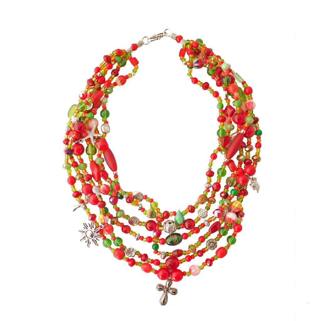 Contemporary Red Hualcas Necklace