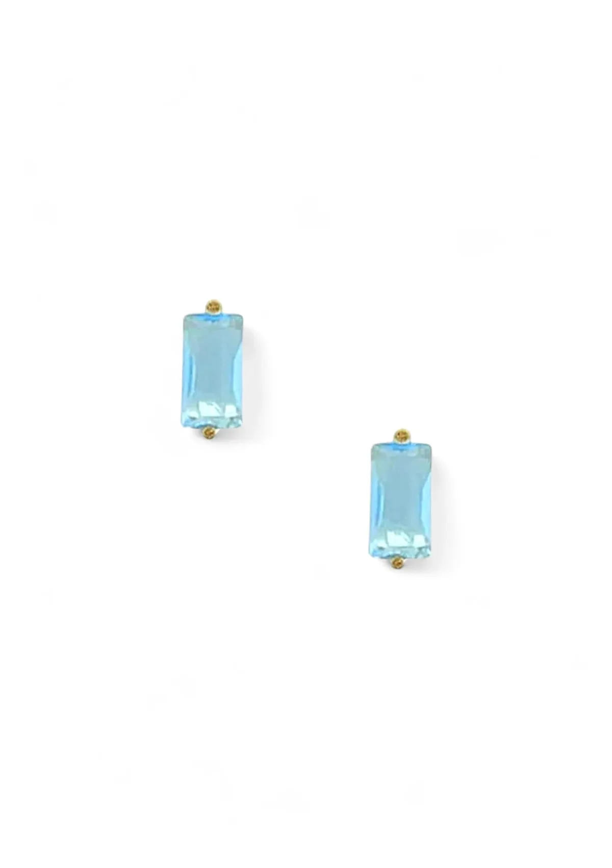 Crystal Baguette Stud - Aqua