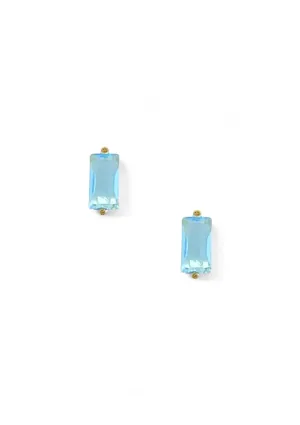 Crystal Baguette Stud - Aqua