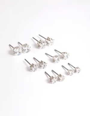 Cubic Zirconia Star & Square Earrings 6-Pack