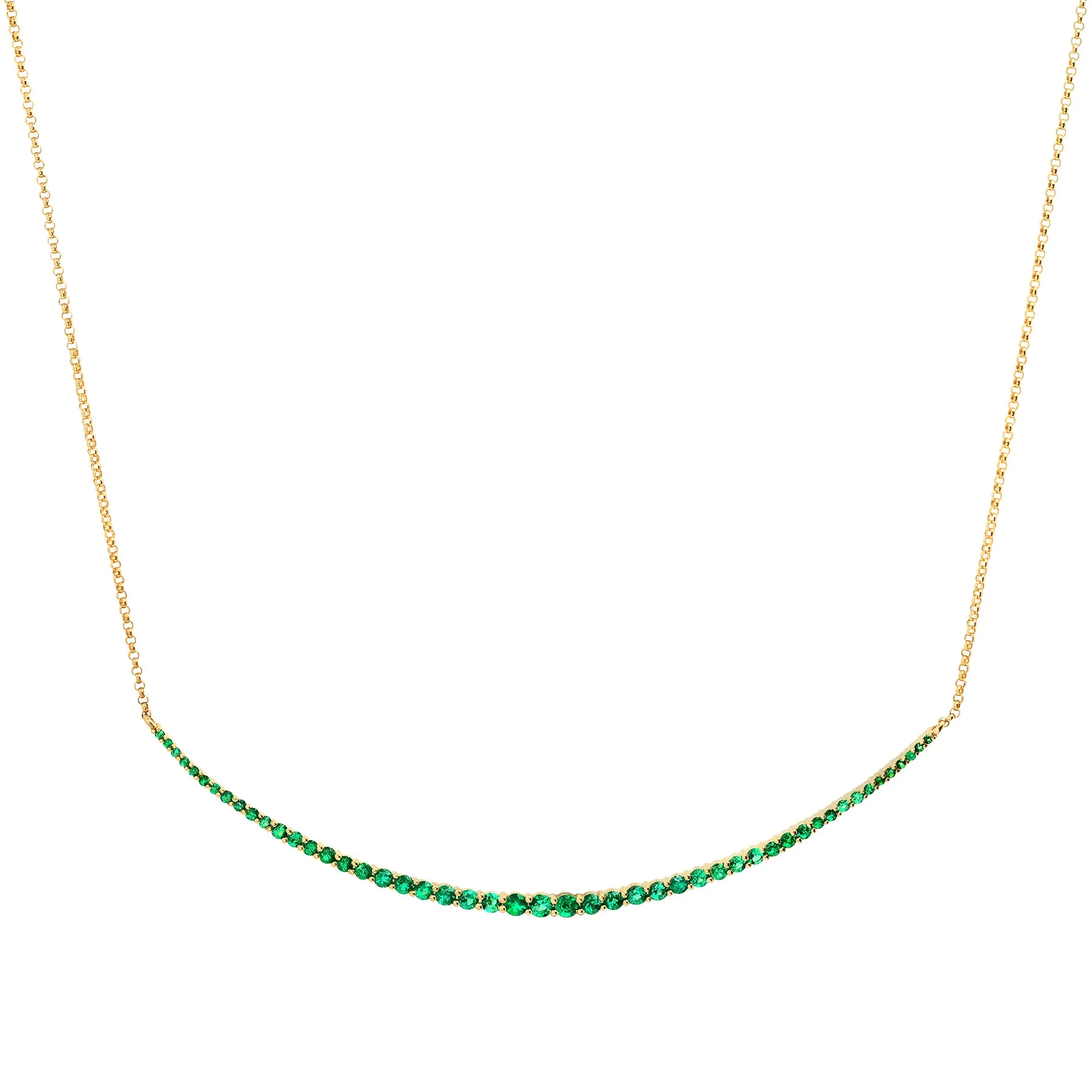 CURVE EMERALD NECKLACE, 14KT GOLD