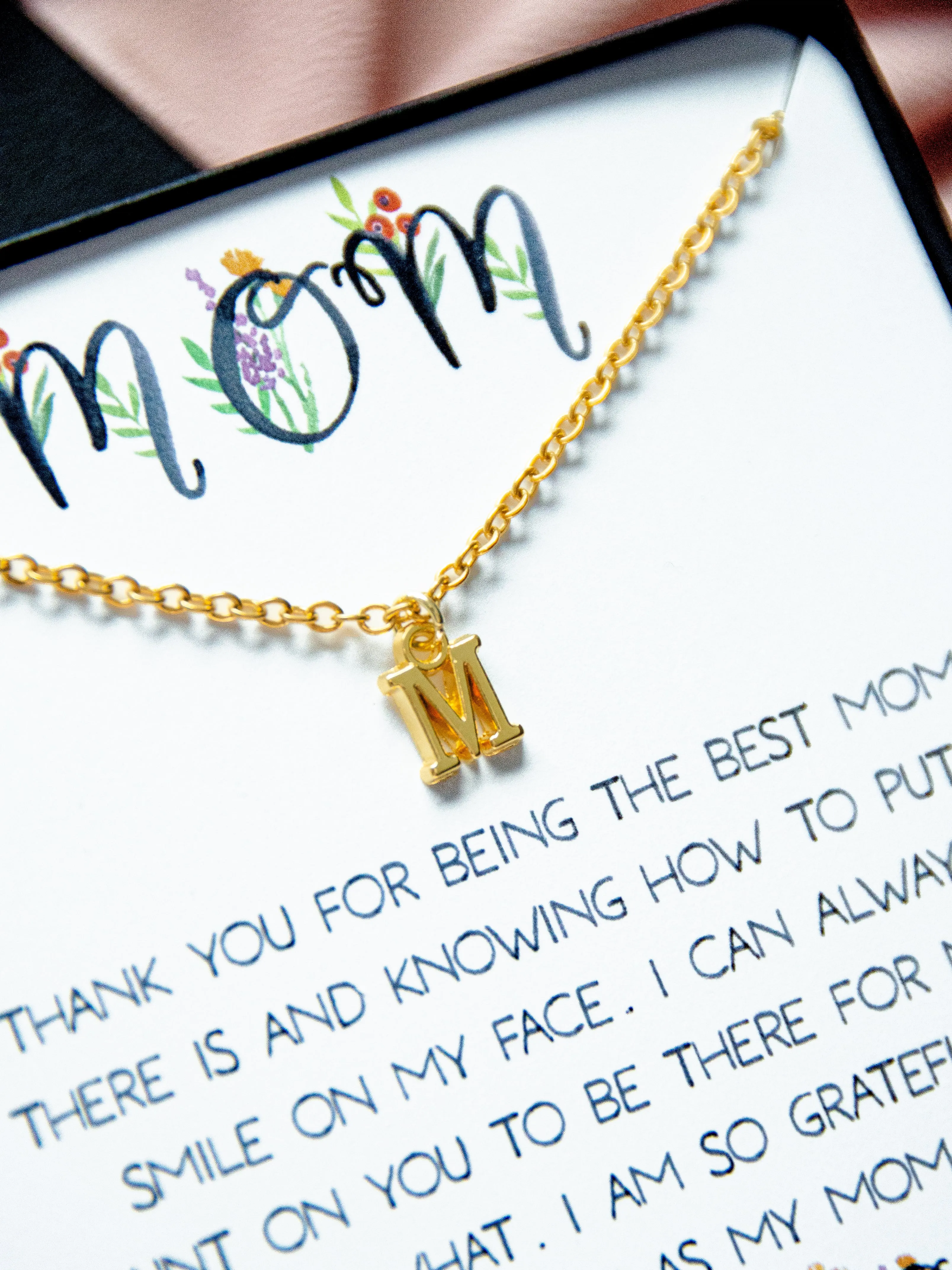 Custom Mom 14K Gold Initial Necklace Gift