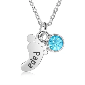 Customized 1 Name And 1 Birthstone Feet Necklace