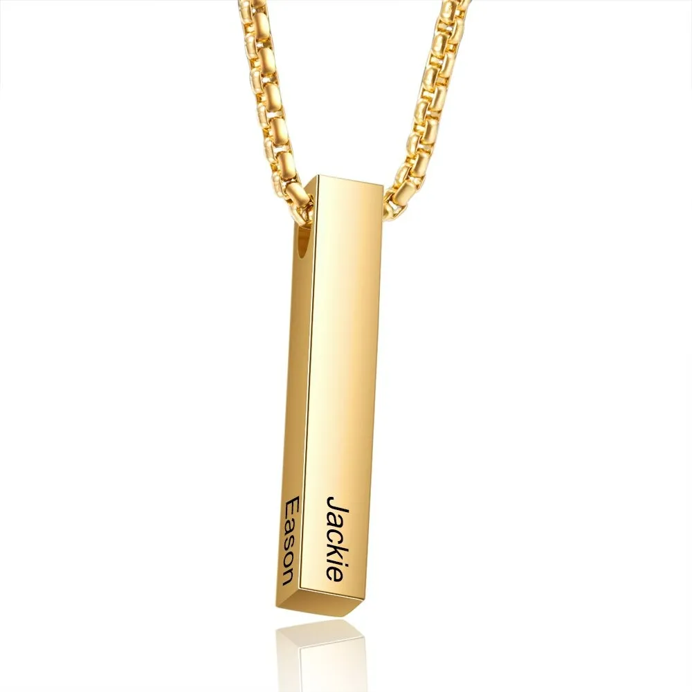 Customized 2 Names Vertical Bar Pendants