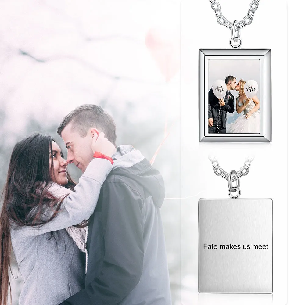 Customized Rectangle Pendant Photo Necklace