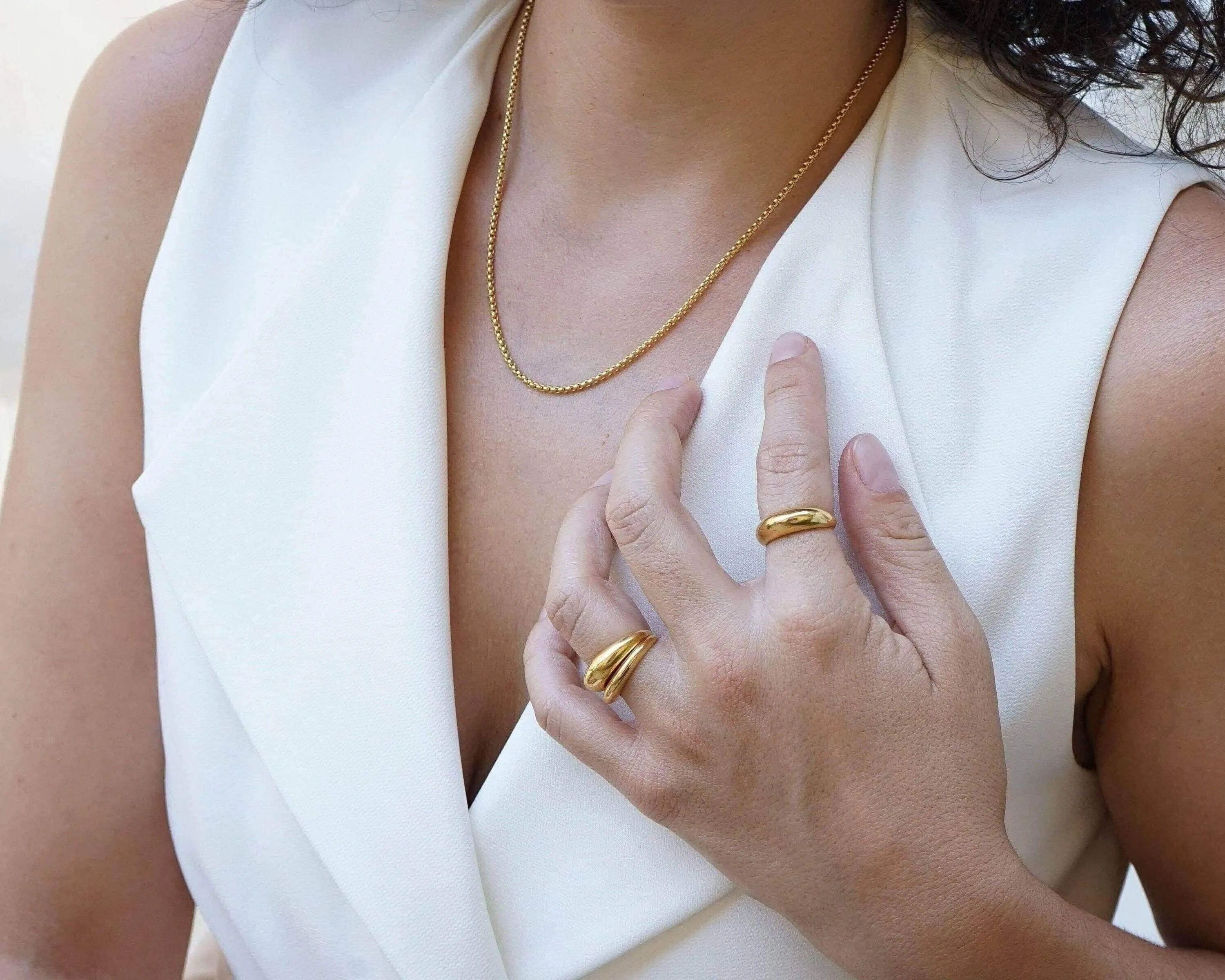 Dainty Gold Soft Dome Ring in Bold  Narrow Design