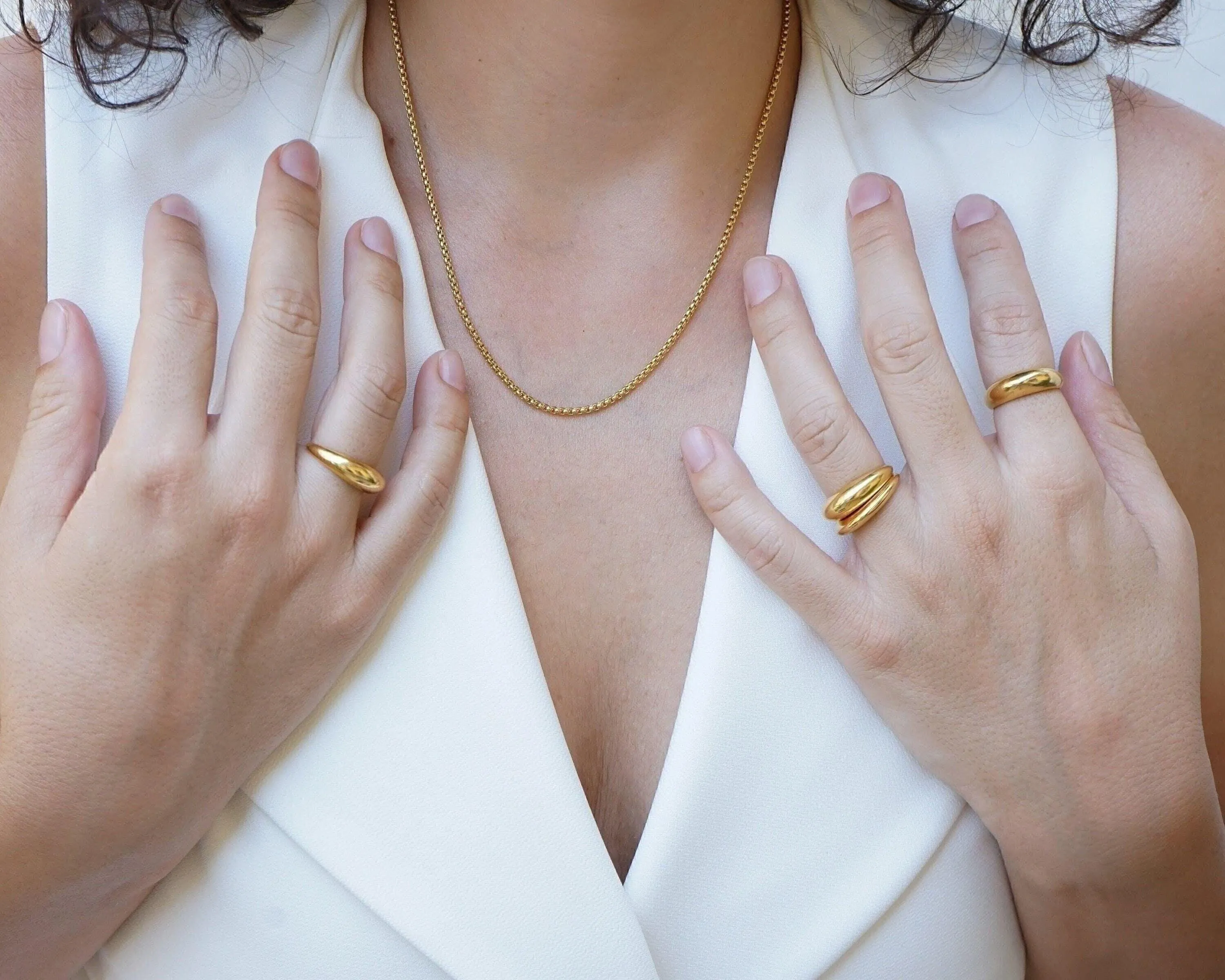 Dainty Gold Soft Dome Ring in Bold  Narrow Design