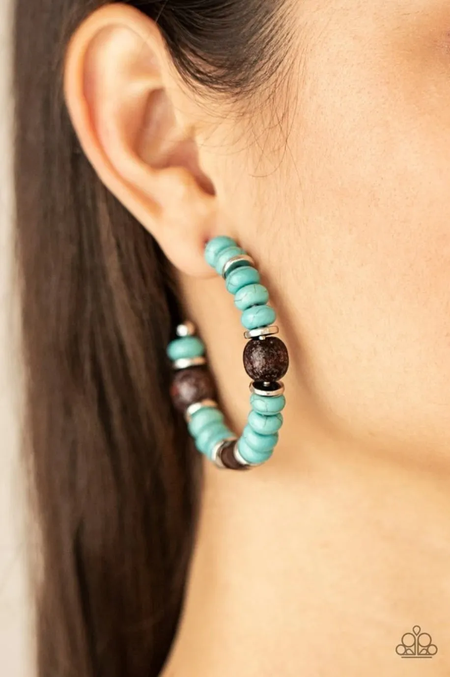 Definitely Down-To-Earth - Blue Hoop Earrings - Paparazzi Accessories