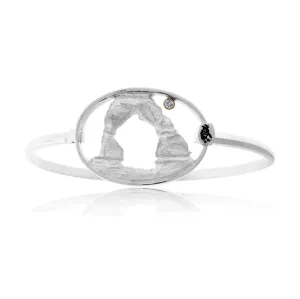 Delicate Arch Diamond Moon Bangle Bracelet