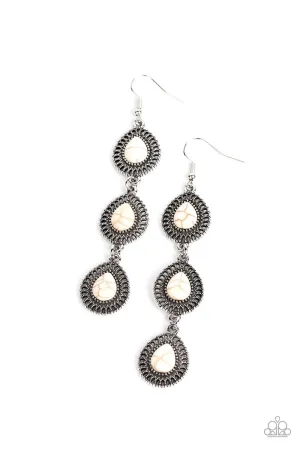 Desertscape Dweller White Stone Earrings - Paparazzi Accessories