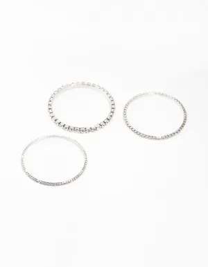 Diamante Rhodium Bangles 3-Pack