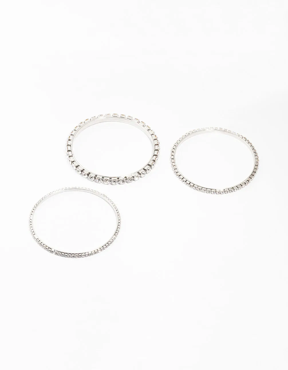 Diamante Rhodium Bangles 3-Pack