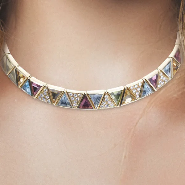 Diamond & Gemstone Gold Collar Necklace