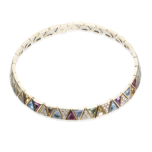 Diamond & Gemstone Gold Collar Necklace