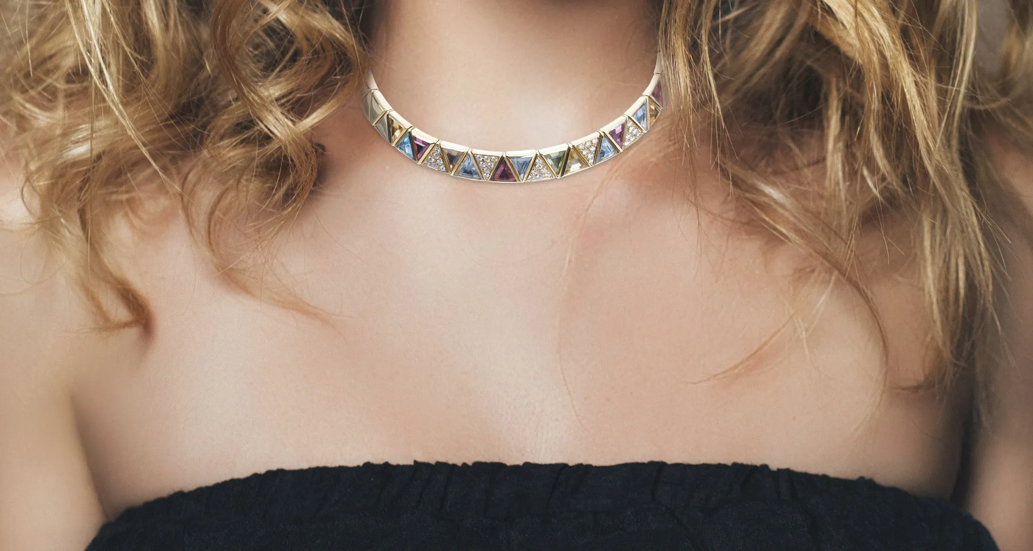 Diamond & Gemstone Gold Collar Necklace