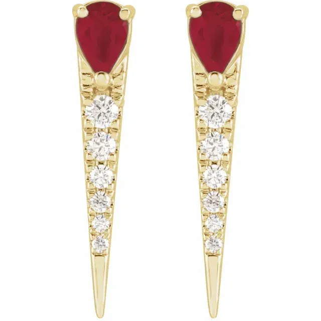 Diamond and Ruby Spike Earrings