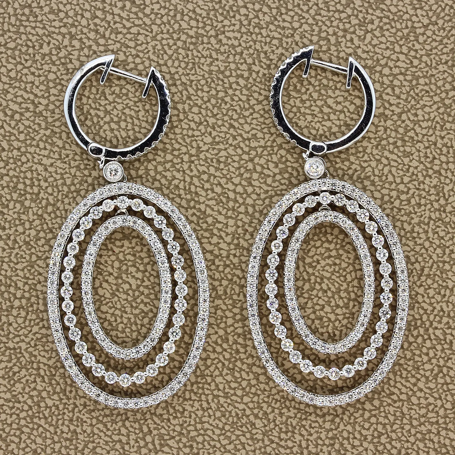 Diamond Drop Halo Dangle Gold Earrings