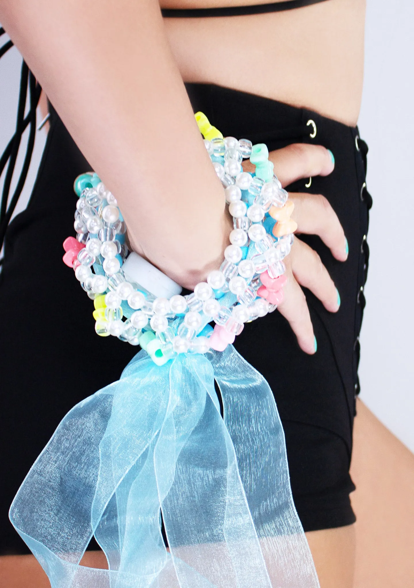 Digital Cloud Light Up Ribbon Rave Kandi Bracelet