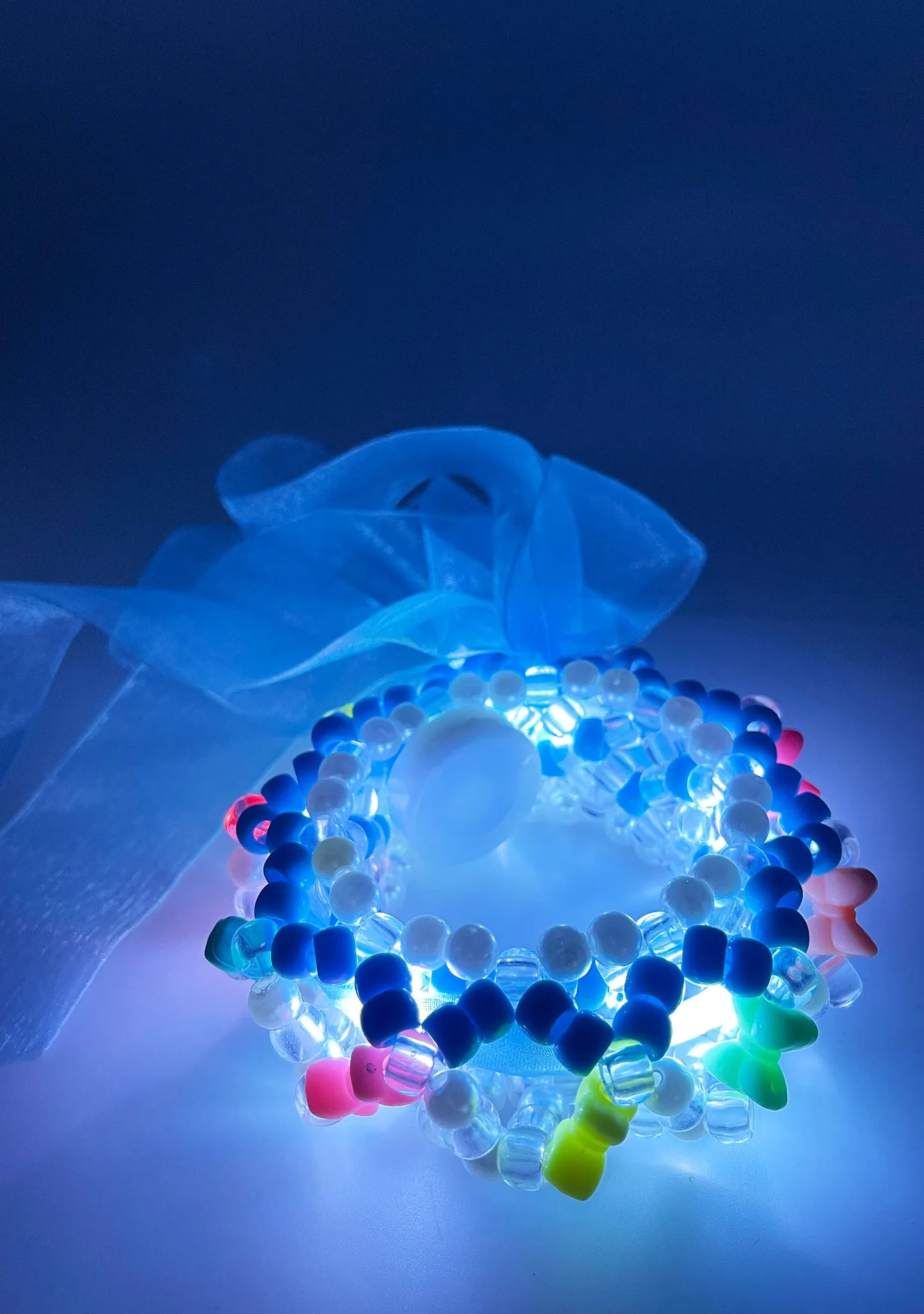 Digital Cloud Light Up Ribbon Rave Kandi Bracelet