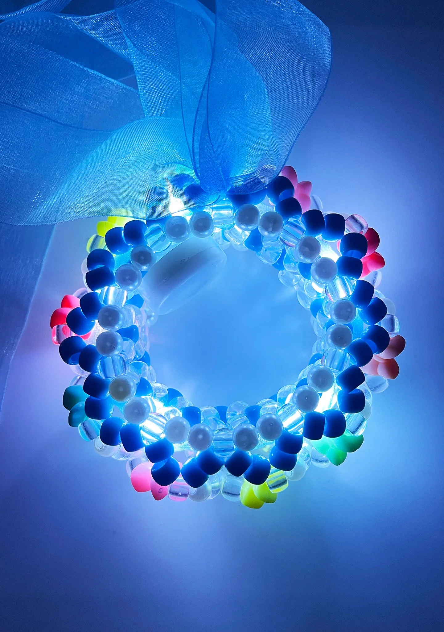 Digital Cloud Light Up Ribbon Rave Kandi Bracelet