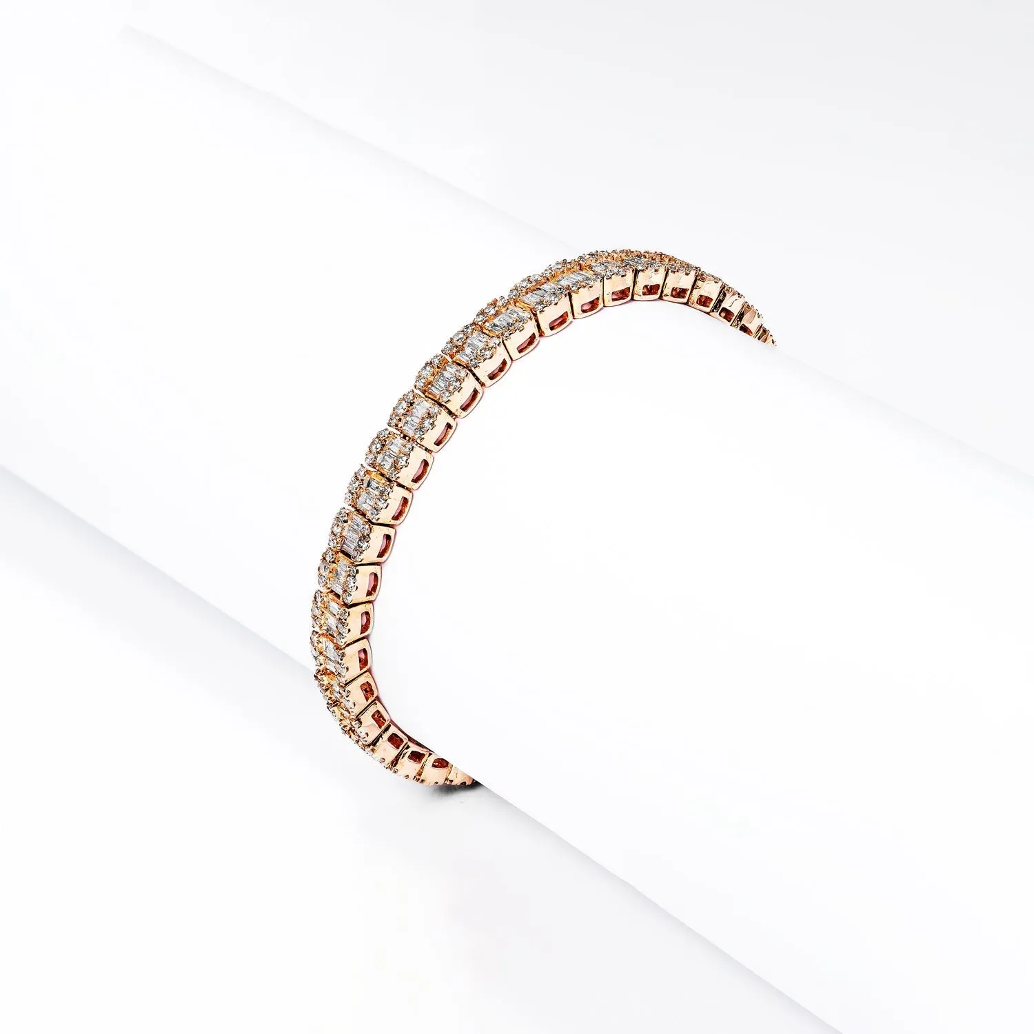 Dylan 6 Carat Combine Mix Shape Single Row Diamond Tennis Bracelet in 14k Rose Gold for Women