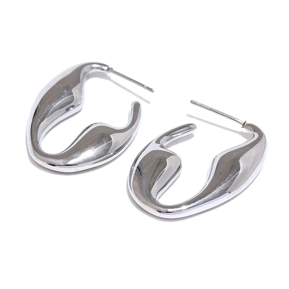 Earrings Charm Jewelry - Glossy Smooth Stainless Steel - TSJ55