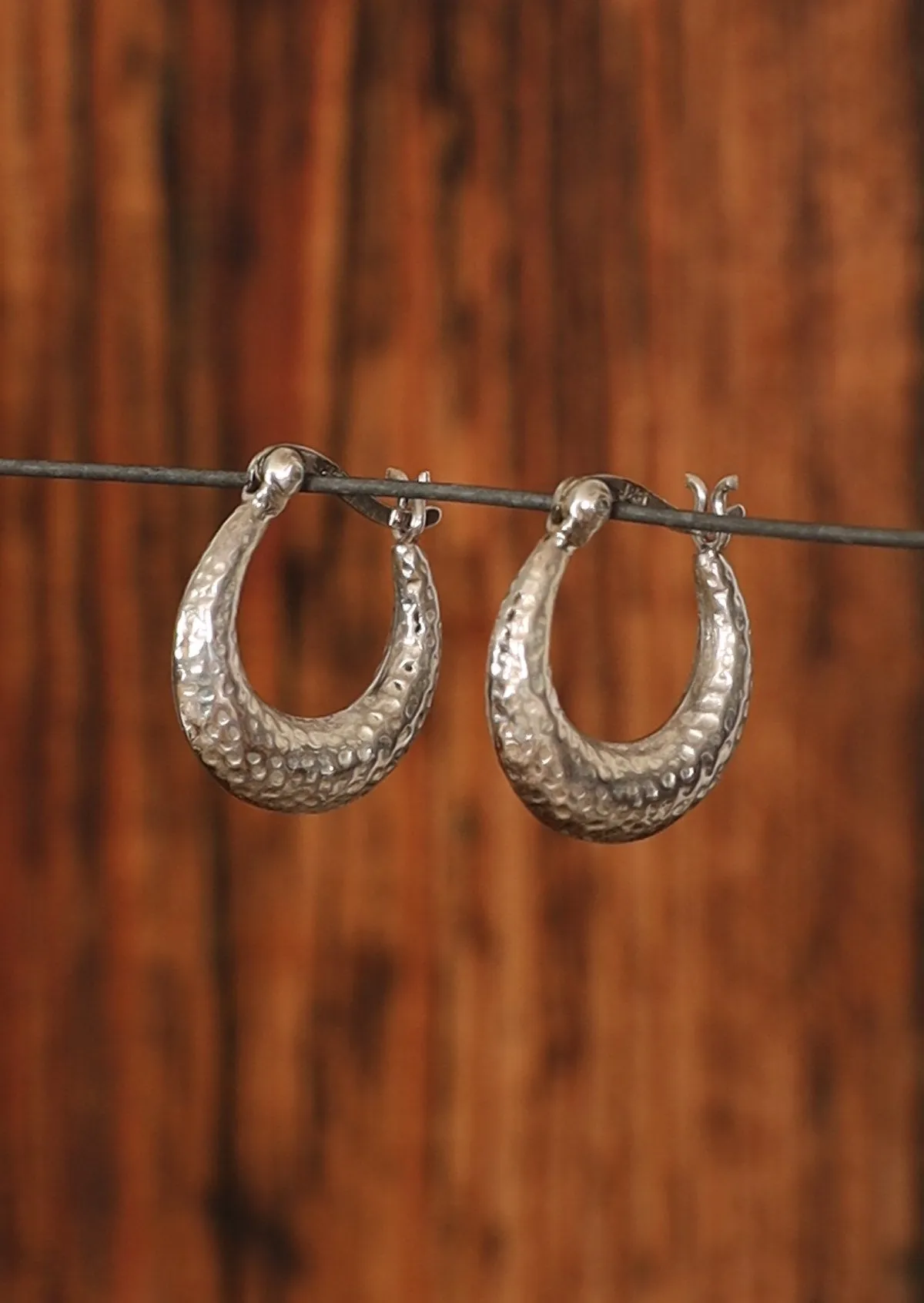 Earthy Silver Hoops