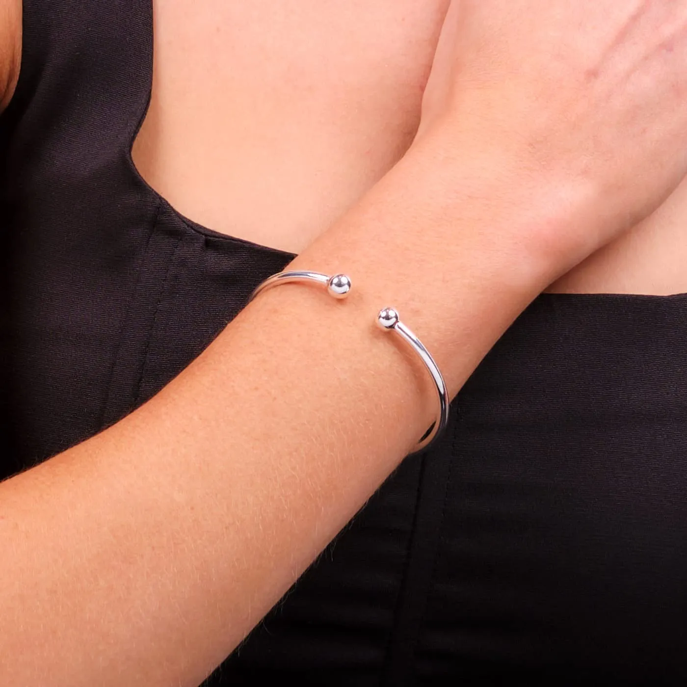 Elegant and Classic Torque Silver Bangle for Women and Girls