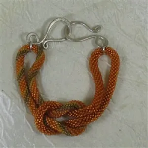 Elegant Beaded Bangle Bracelet in Orange