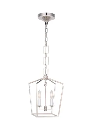 Elegant Lighting Home Decor Denmark Collection 2-Light Polished Nickel Finish Pendant