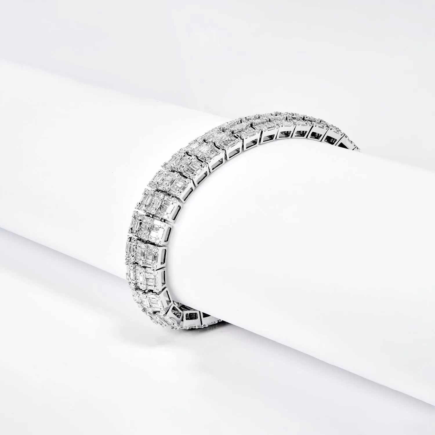 Elodie 17 Carats Combine Mix Shape Diamond Tennis Bracelet in 14k White Gold