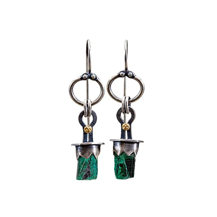 Emerald Crystal Earrings - Sterling Silver   18k Gold