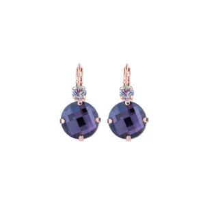 Extra Luxurious Double Stone Leverback Earrings in "Wildberry" - Yellow Gold