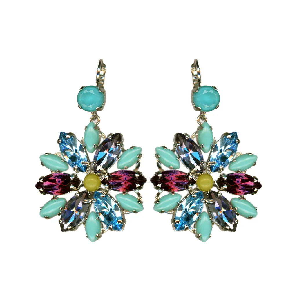 Extra Luxurious Marquise Cluster Leverback Earrings in "Veranda Vineyard" - Rhodium