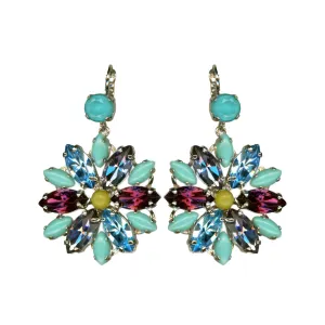 Extra Luxurious Marquise Cluster Leverback Earrings in "Veranda Vineyard" - Rhodium