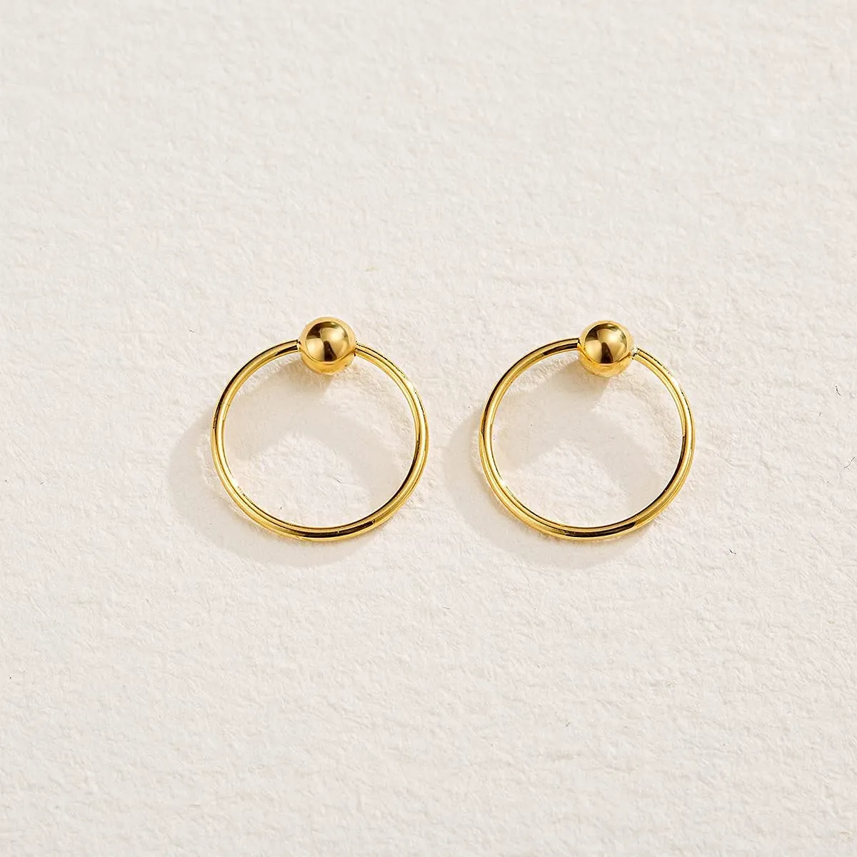 FANCIME Minimalist Ball 18k Yellow Gold Hoop Earrings