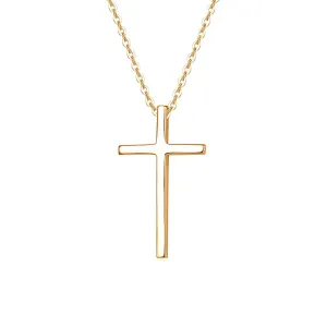 FANCIME "Committed Faith" Cross 14K Yellow Gold Necklace