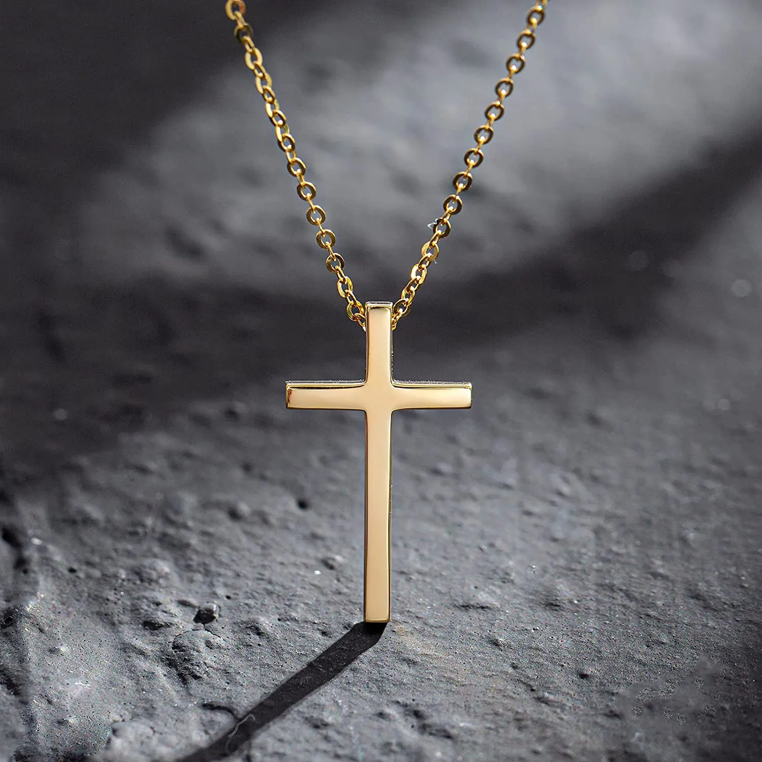 FANCIME "Committed Faith" Cross 14K Yellow Gold Necklace