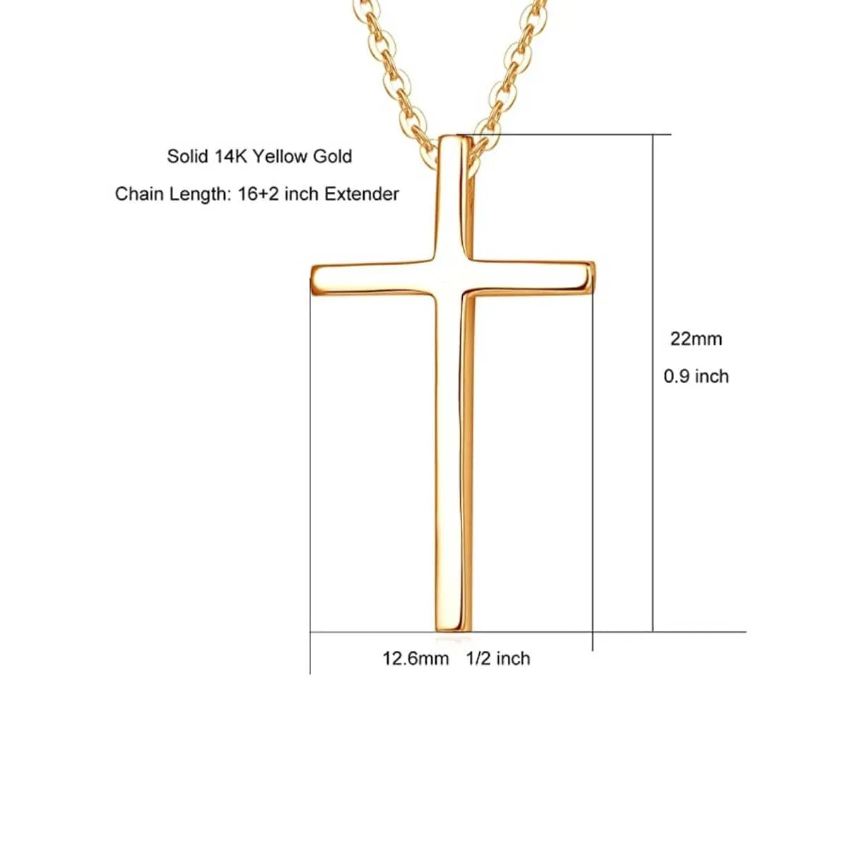 FANCIME "Committed Faith" Cross 14K Yellow Gold Necklace